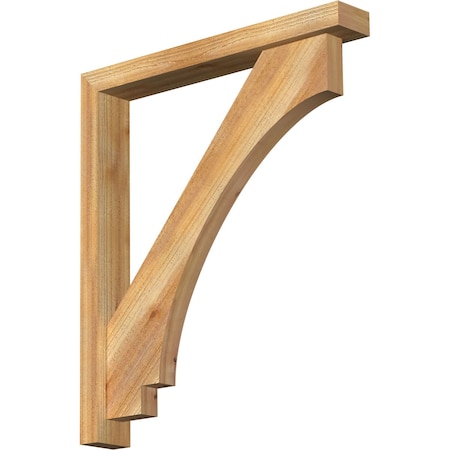 Imperial Block Rough Sawn Bracket W/ Offset Brace, Western Red Cedar, 4W X 28D X 32H